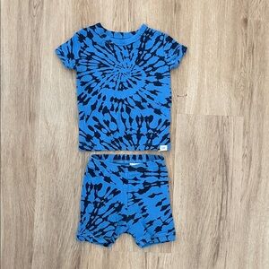 Blue Tie-Dye Pajama Top & Shorts Set